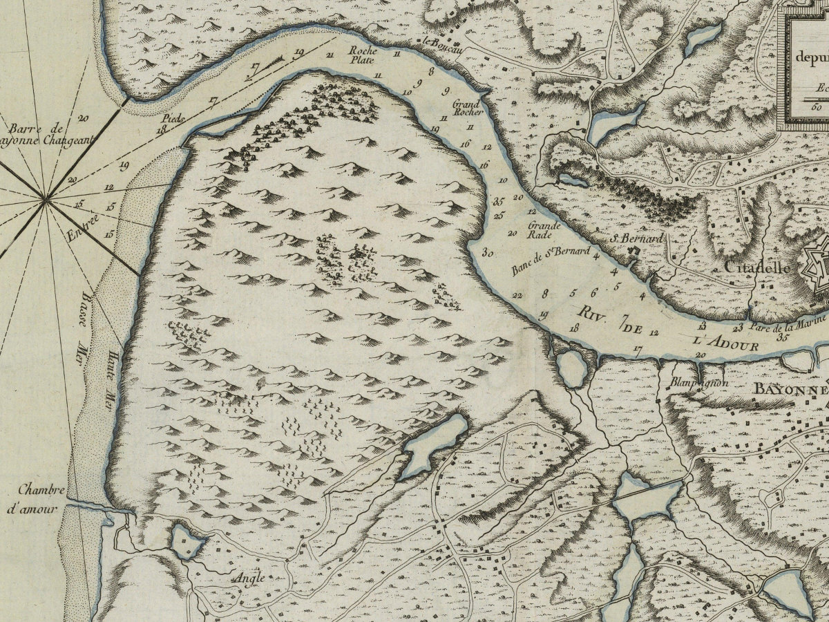 1764 - Cours de la riviere de l'Adour depuis la mer jusqu'a Bayonne