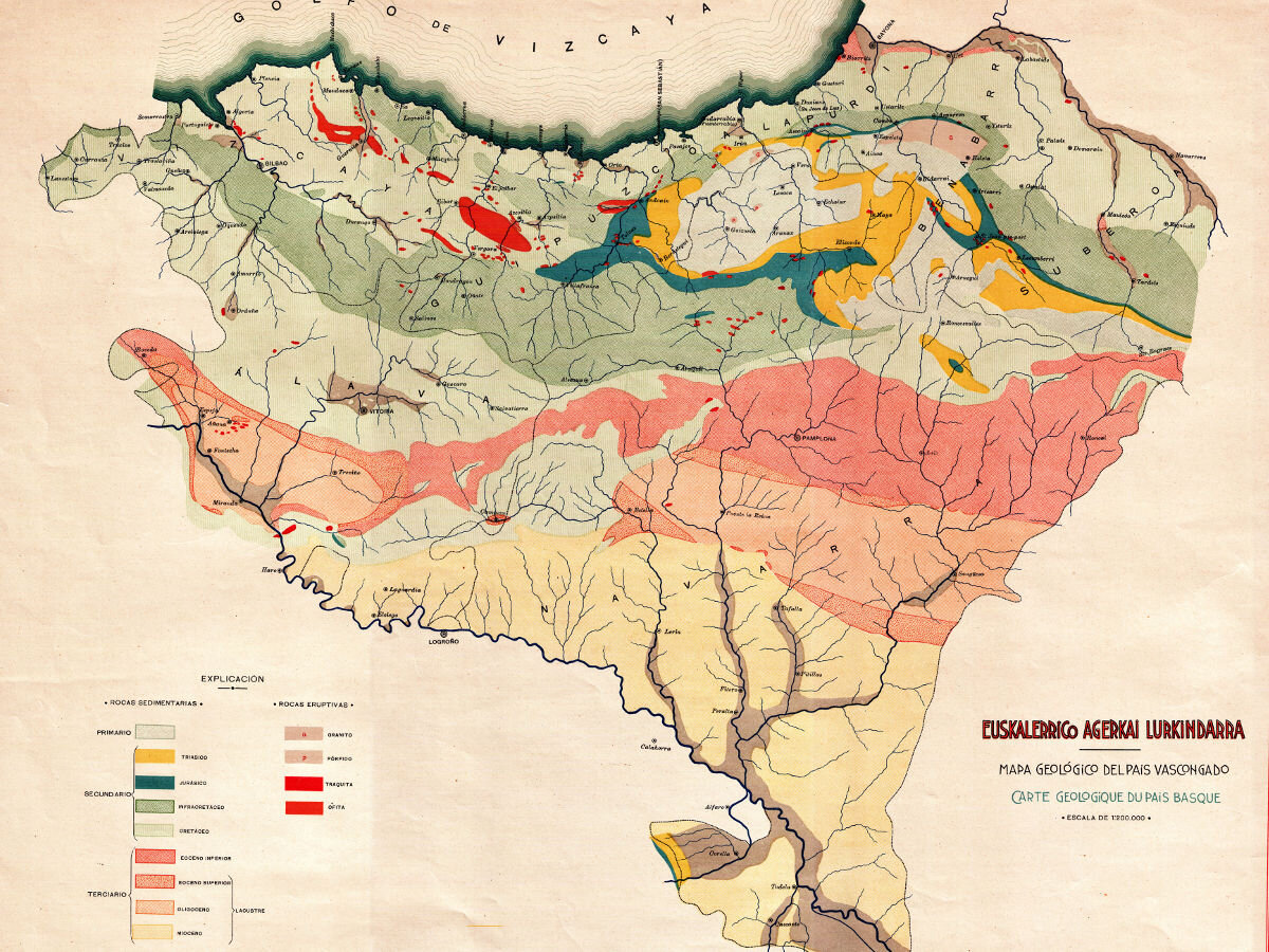 1905 Carte geologique du Pais Basque - Euskalerrico agerkai lurkindarra