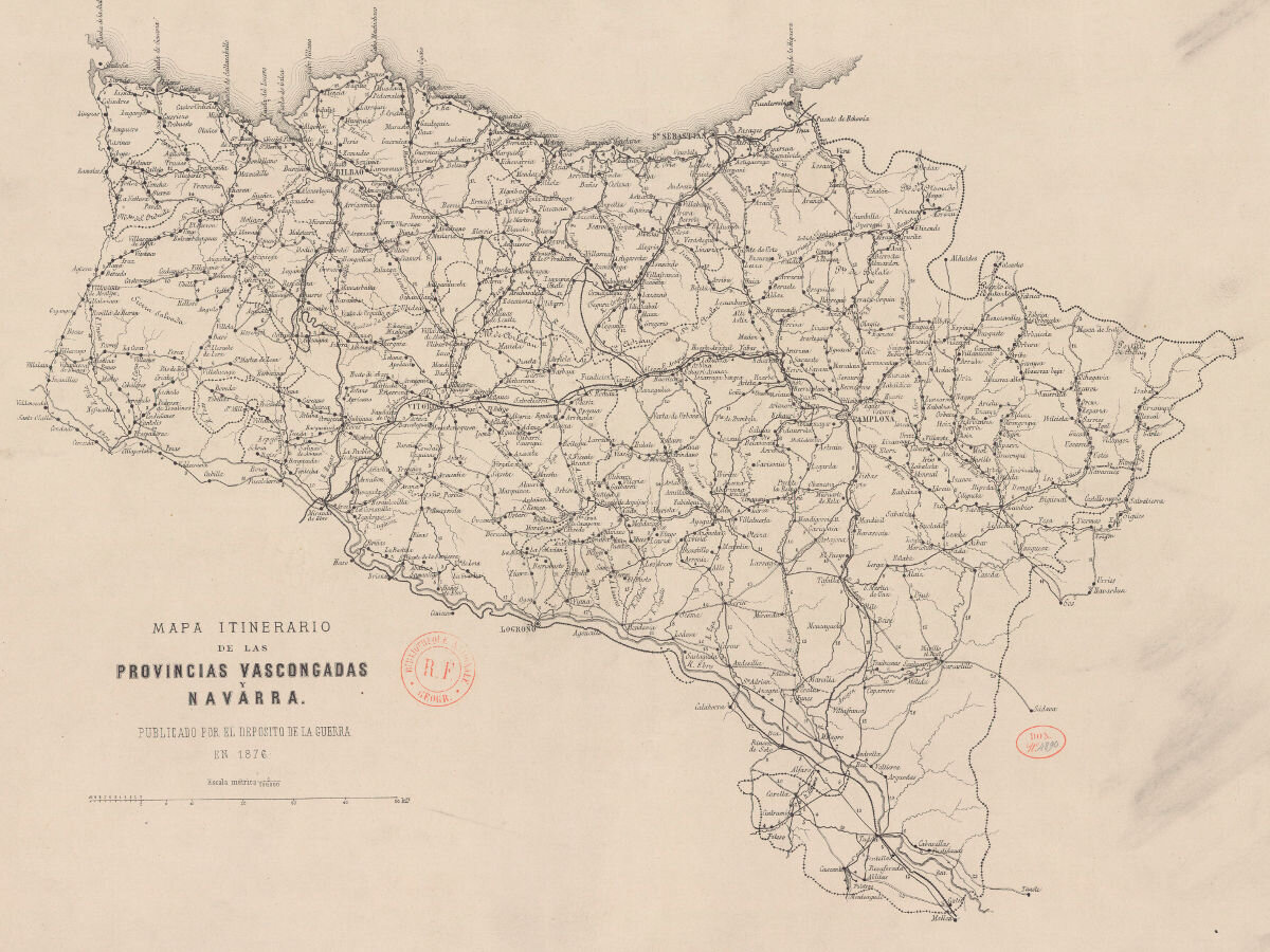 1876 - Mapa itinerario de la Provincias Vascongadas y Navarra