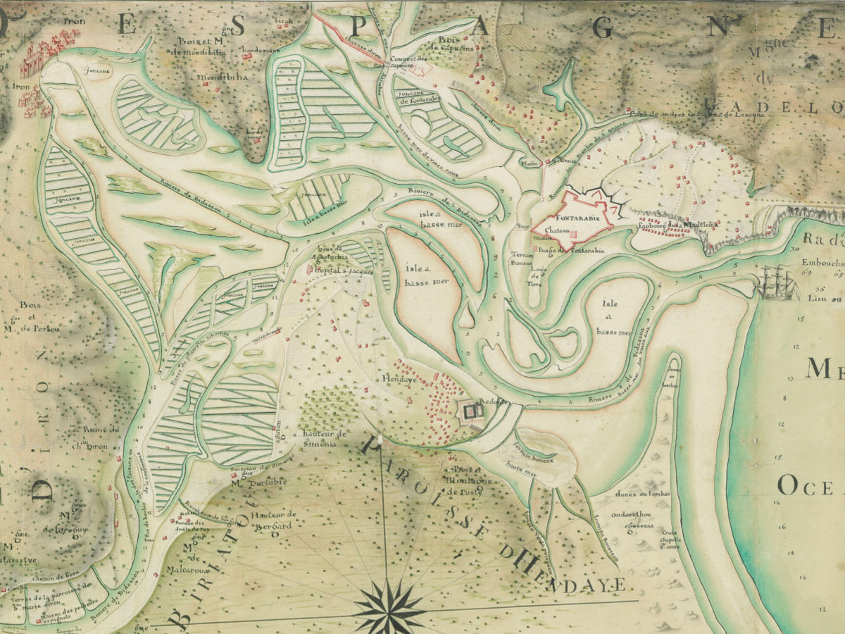 1753  - Carte du cours de la riviere de Bidassoa et de ses enderlats