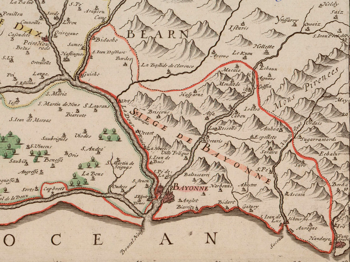 1638 - Carte du siège présidial Dax et seneschaucee des Lannes et des sieges de Bayonne sainct sever et Tartas qui en dependent / Nouvellement dessignee Par le Sr de Classun