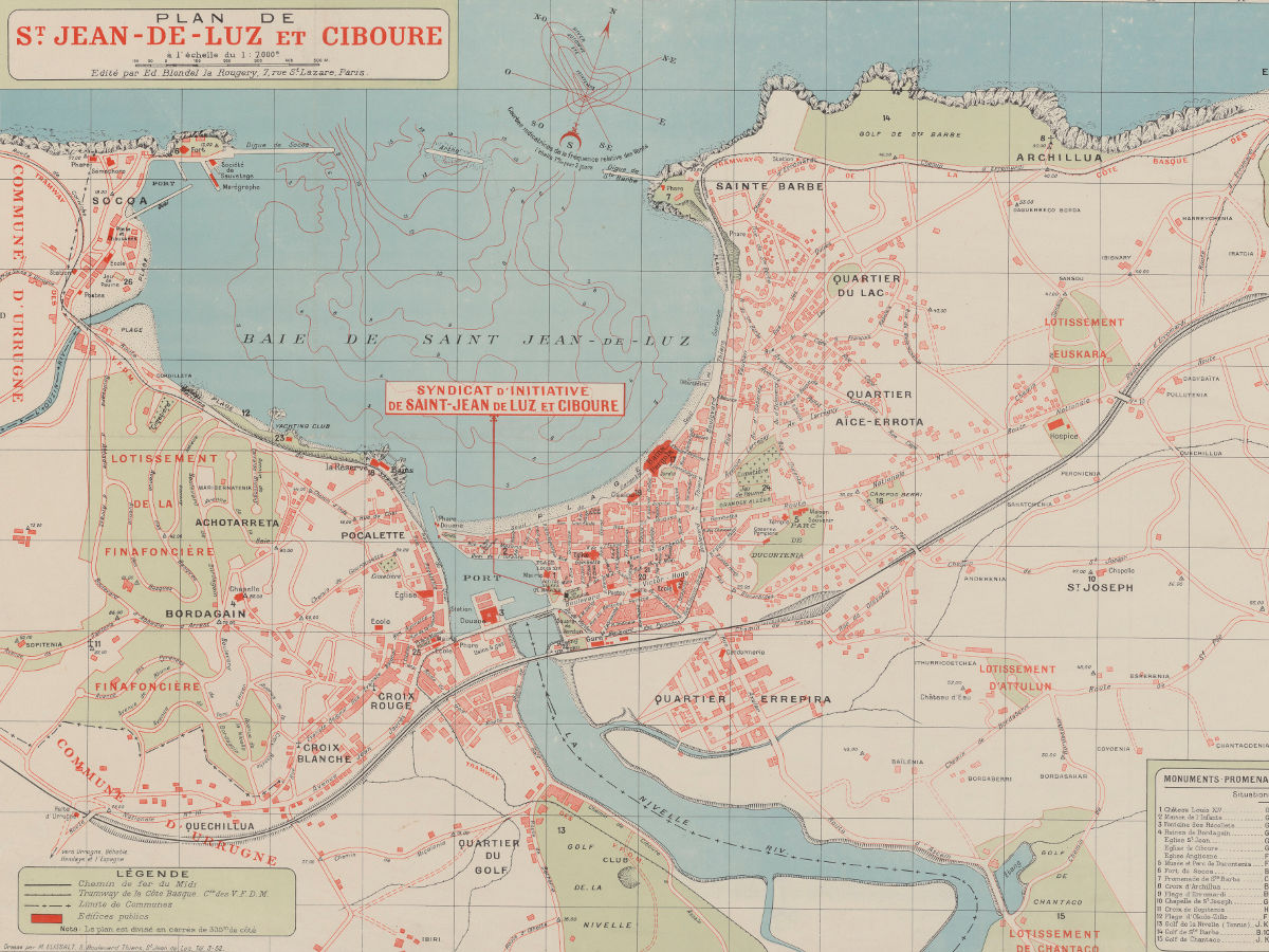 1929 - Plan de St Jean-de-Luz et Ciboure... 1/7 000 / dressé par M. Elissalt