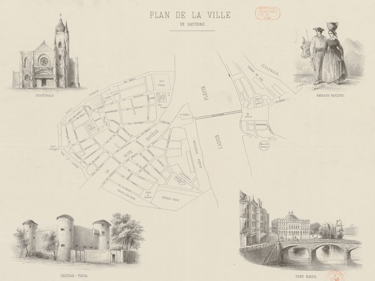 1860 - Plan de la ville de Bayonne…